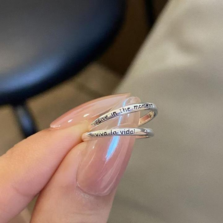 合金戒指 「Hakuna Matata无忧无虑梦想成真」素圈尾戒女ins简约百