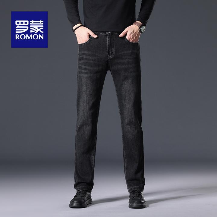 Romon/罗蒙男士牛仔裤2025新款男高端修身直筒弹力秋季裤子休闲裤