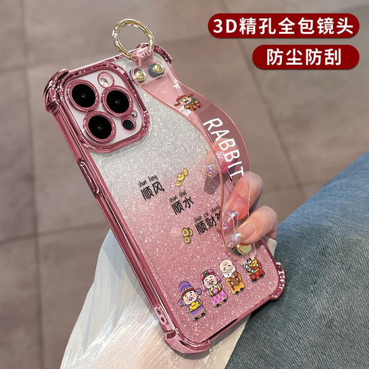 适用Pura70手机壳nova12/7财神爷腕带支架mate40电镀手机壳