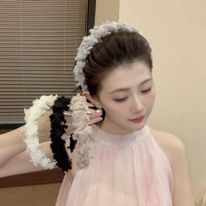 新款时尚漫花纱网编织发箍头饰女外出百搭超仙发卡发饰甜美头箍