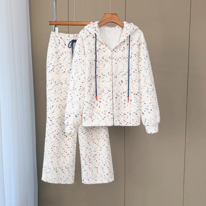 小香风套装女春新款时尚洋气高级感时尚百搭连帽卫衣阔腿裤两件套