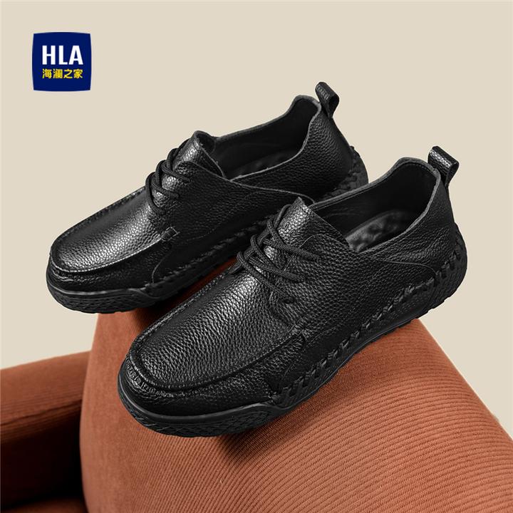 海澜之家男鞋2025冬季新款头层牛皮加绒商务软底休闲皮鞋乐福鞋