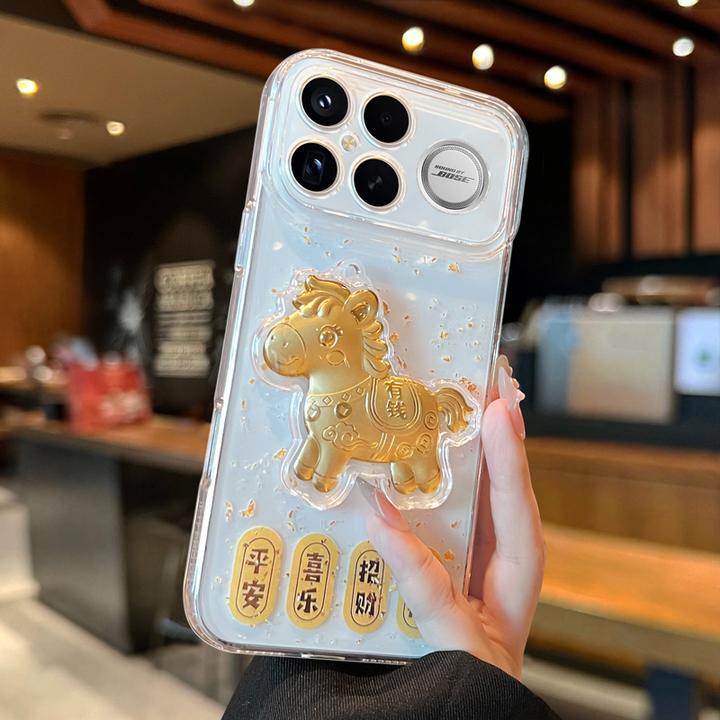 适用红米k90promax手机壳k80pro至尊版小米k70马年2026新年金箔60