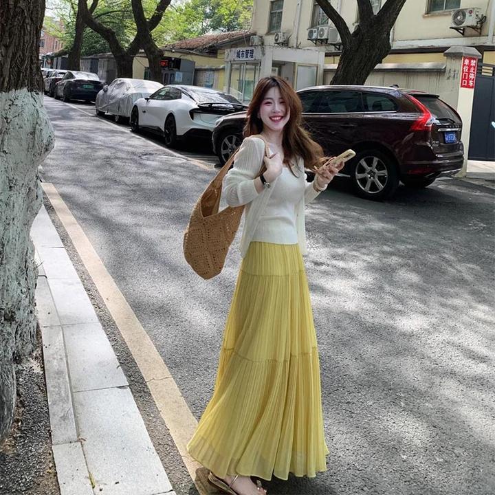 2025夏季韩式新款针织吊带背心开衫外套上衣百搭半身裙防晒三件套