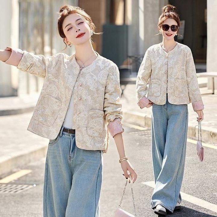 春秋时尚休闲百搭女装新品复古国风宽松长袖外套气质显瘦小香风