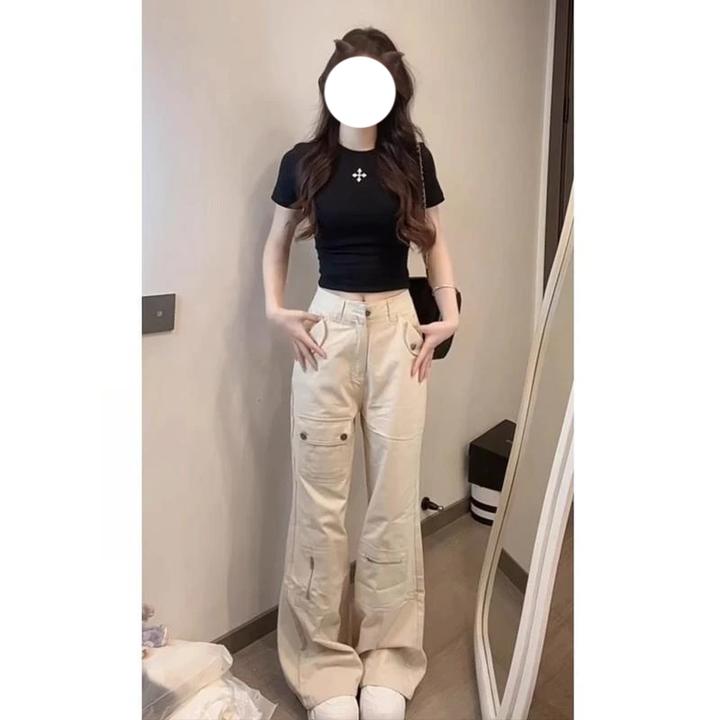 【破价+运费险】美式工装牛仔裤女夏季新款低腰宽松显瘦直筒拖地裤