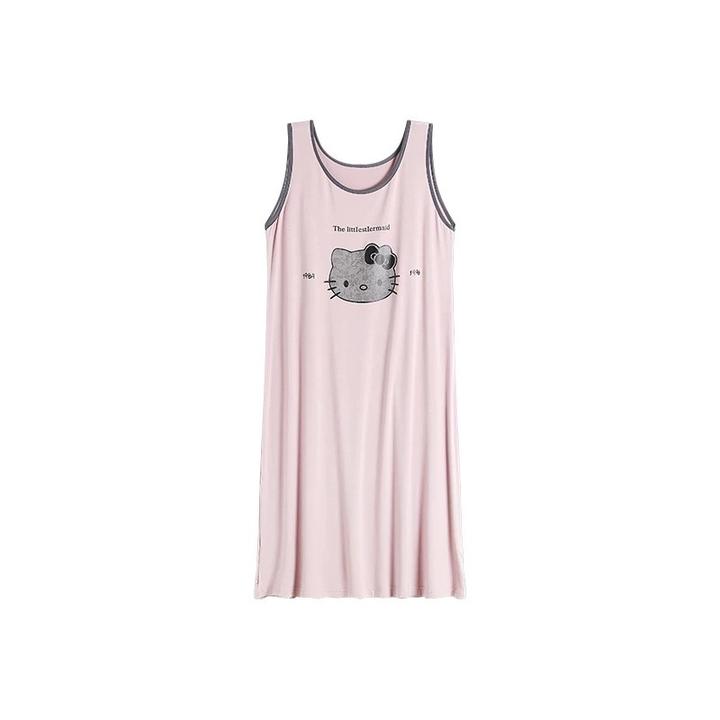【甜甜小猫】春夏薄款可爱宽松莫代尔可外穿休闲家居服睡裙0777