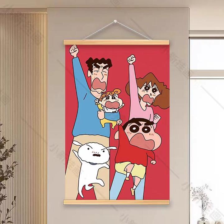 新蜡笔小新卡通动漫卷轴挂画卧室玄关宿舍儿童房电表箱遮挡装饰画