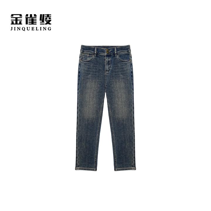 金雀绫【小瘦腿】 百搭厚款织绒加宽加大牛仔裤SZAK4KLW138