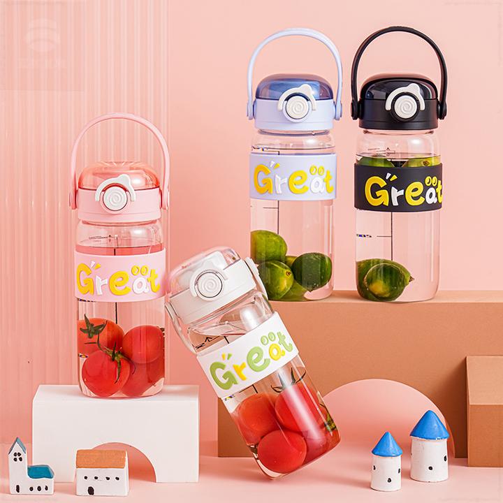 夏季便携玻璃杯吸管杯办公室新款小巧可爱带提手水杯学生杯子批发