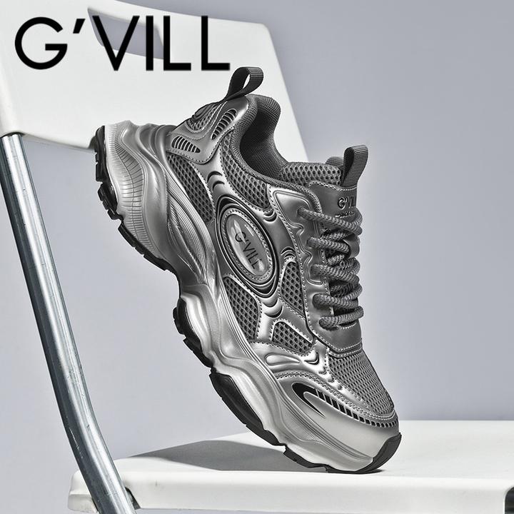 G’VILL/贵之步秋季老爹鞋百搭跑步耐磨情侣鞋增高男士厚底防滑