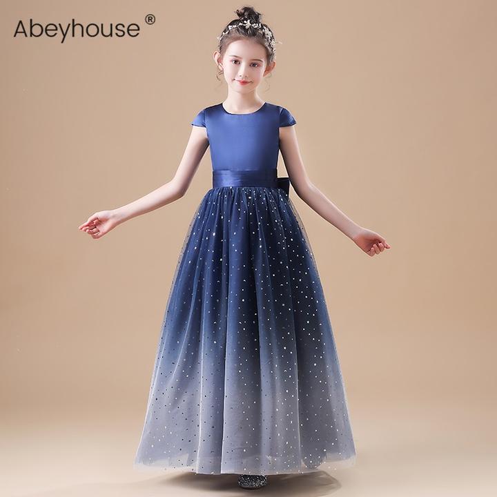 轻奢小众儿童晚礼服女童长款钢琴演出服梦幻星空纱小女孩公主裙仙