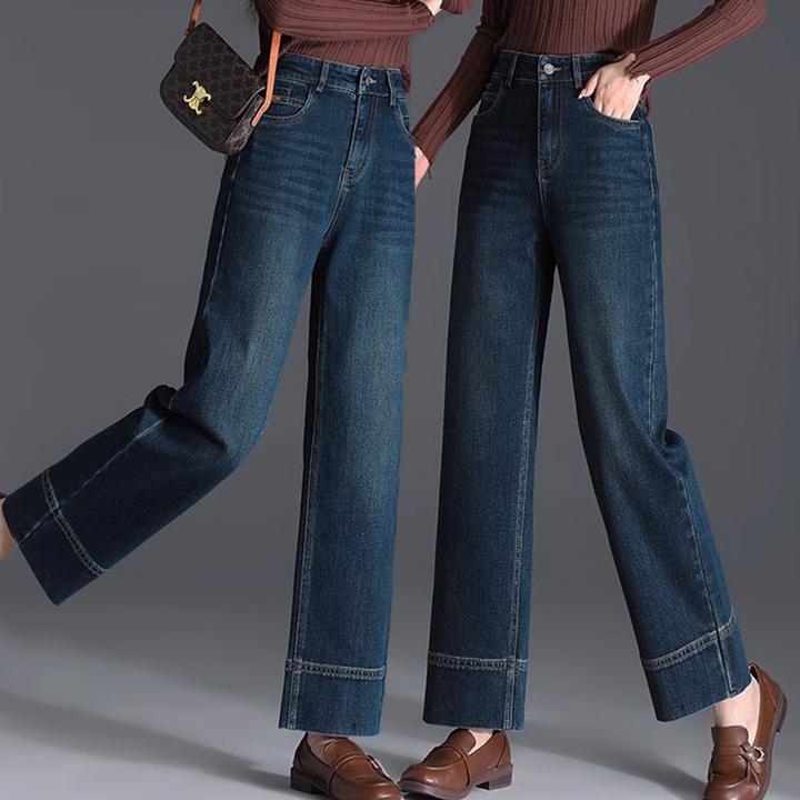 2025气质新款简约高腰直筒牛仔裤中年妈妈小个子休闲牛仔九分裤女