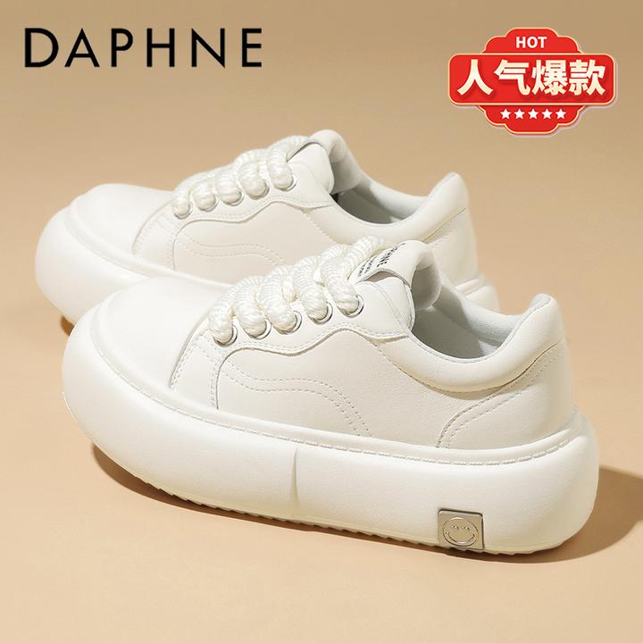 达芙妮厚底小白鞋女2025春季新款厚底小众设计胖头丑萌时尚休闲鞋