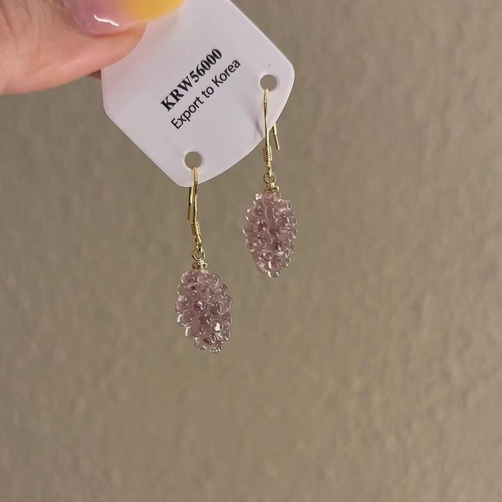 铜合金耳饰 紫色葡萄串珠耳环女独特设计感甜美可爱轻奢优雅耳饰
