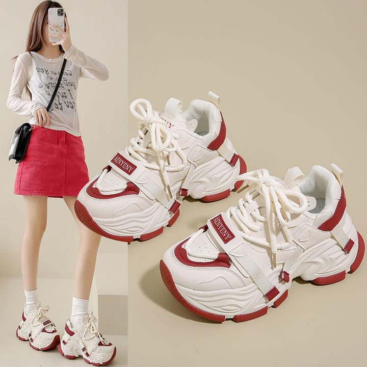 厚底老爹鞋2025春季新款时尚百搭拼色休闲鞋ins学生复古跑步女鞋