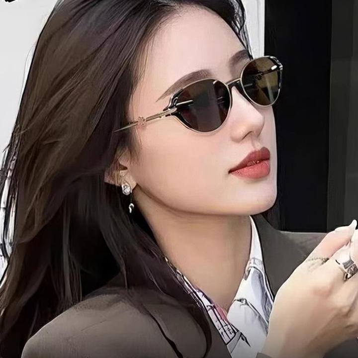 老钱风复古茶色小棕镜猫眼墨镜女款新款高级感防紫外线太阳眼镜