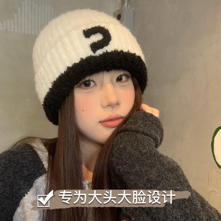 毛线帽大头围冷帽女秋冬季防寒保暖针织帽子