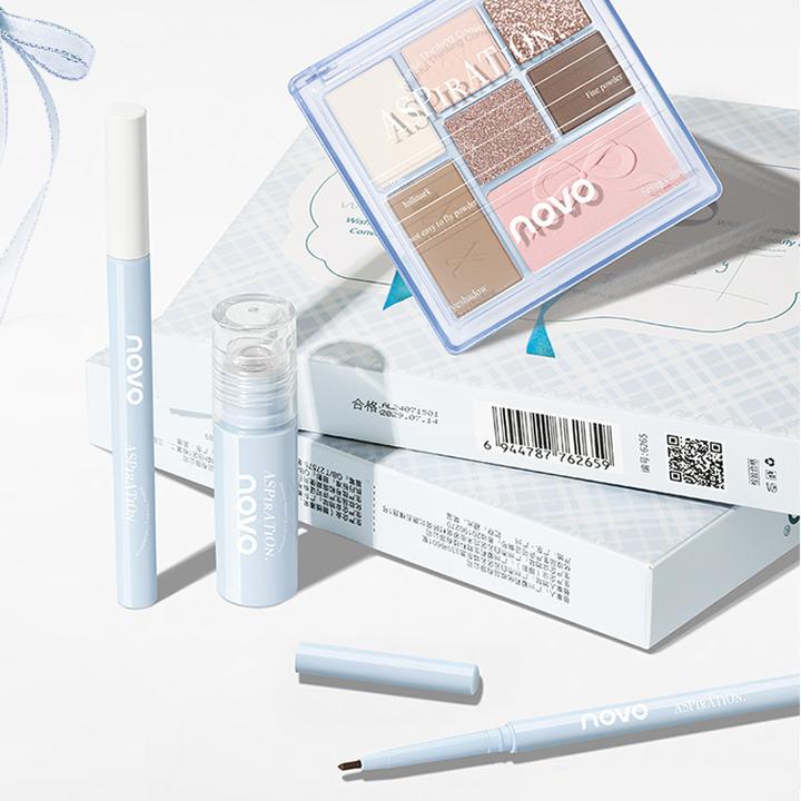 遮瑕哚选NOVO心愿便利美妆套盒眼线笔眉笔唇泥眼影盘四件套高颜值