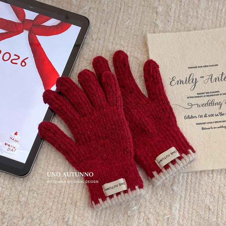 「UNO AUTUNNO」【小暖炉】女中大童秋冬保暖加厚针织手套MC6968