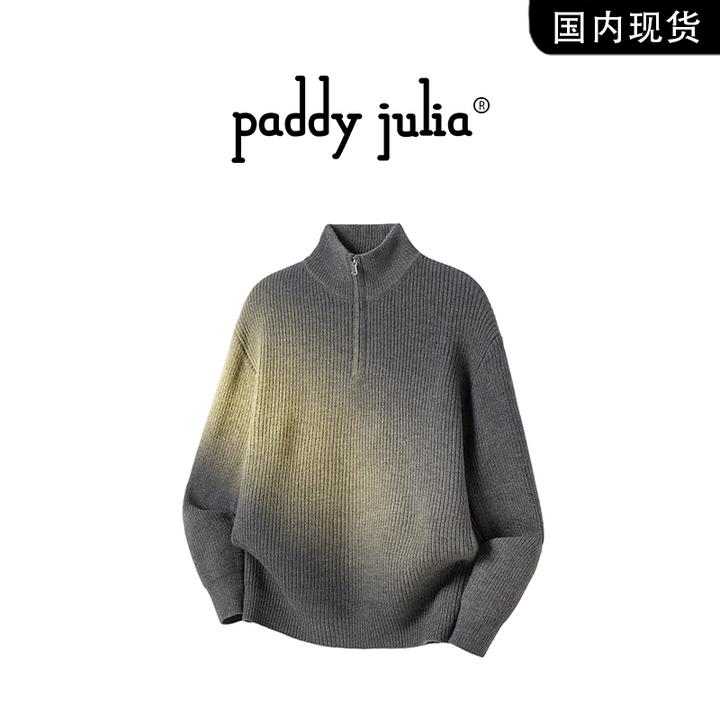 Paddy julia大码半拉链毛衣男装秋季高领套头休闲宽松上衣高级感