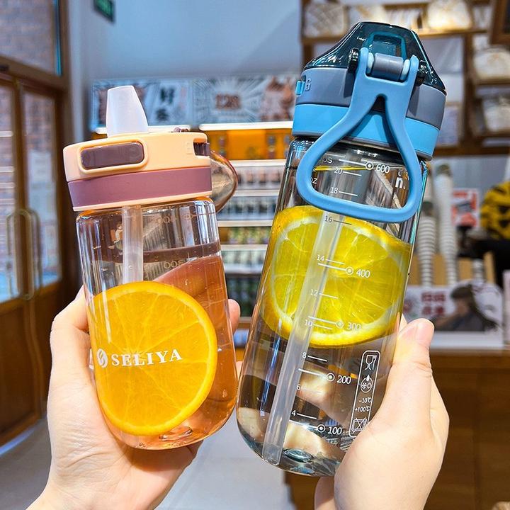 孕妇吸管杯女士专用喝水杯子家高颜值带刻度外出学生双饮口塑料杯