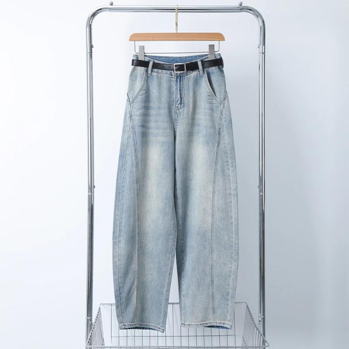 弯刀牛仔裤女宽松爆款2025春款新款设计感高腰显瘦百搭加绒阔腿裤