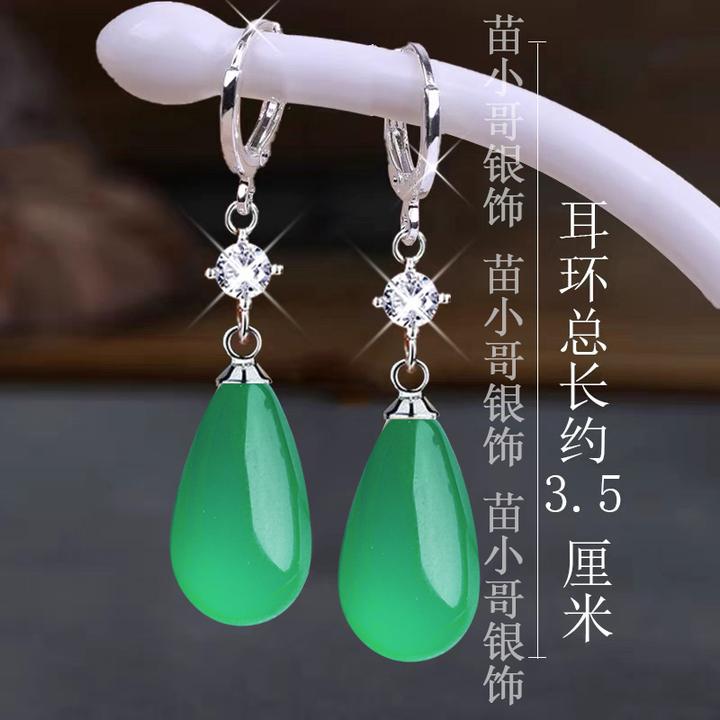专柜正品s925纯银东陵玉耳环女轻奢小众高级感时尚耳坠爆款耳饰品