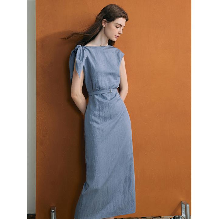 Mix Selection【现货】欧若裙 蔚蓝色无袖挂脖收腰连衣裙MSBJQ0312