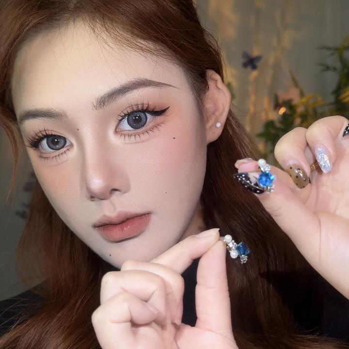 合金耳饰 超闪蓝色方糖耳钉高级感轻奢气质珠珠小众独特C圈耳环