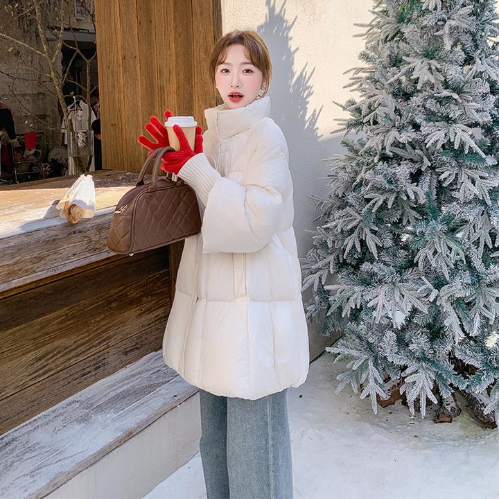 白色灯笼袖羽绒服女冬季2025新款韩版宽松a字版加厚小个子