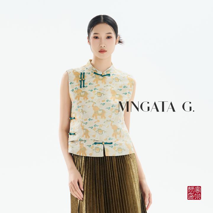 MNGATA G.宫小妍【曼奢宋锦·遇兰呈祥】夏日新中式国风马甲5040971