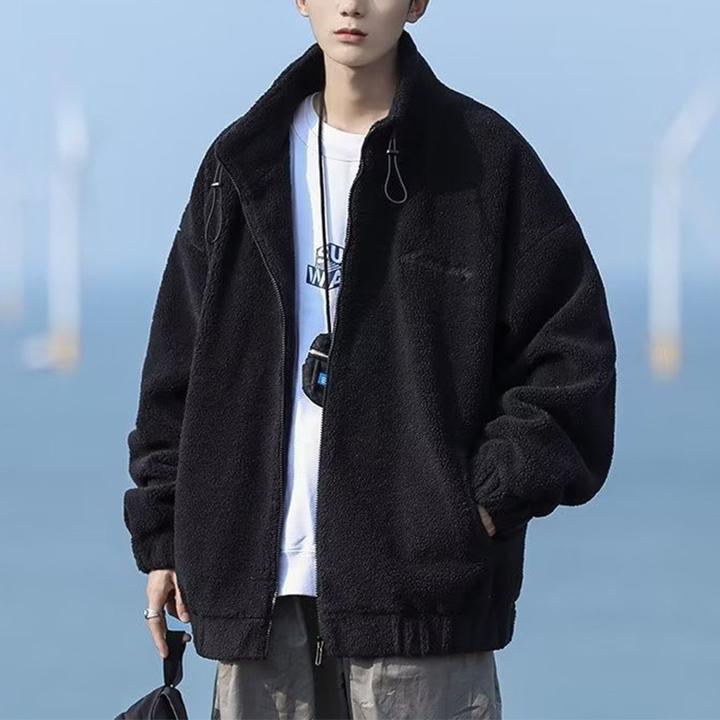 羊羔绒棉衣外套男士秋冬季加绒加厚摇粒绒棉服秋冬款男生夹克外套