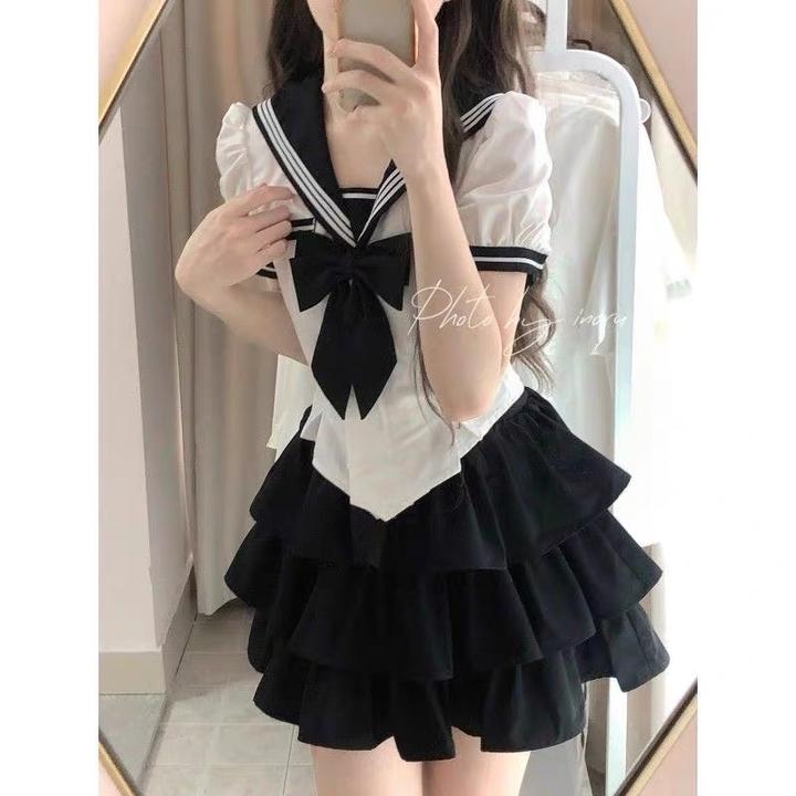 学生甜美套装lo萝莉女夏季小清新洛丽塔公主裙子成人小个子蓬蓬裙