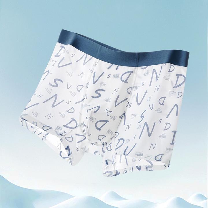 冰丝男士夏季舒适内裤四角裤冰爽宽松透气男孩印花平角裤透气