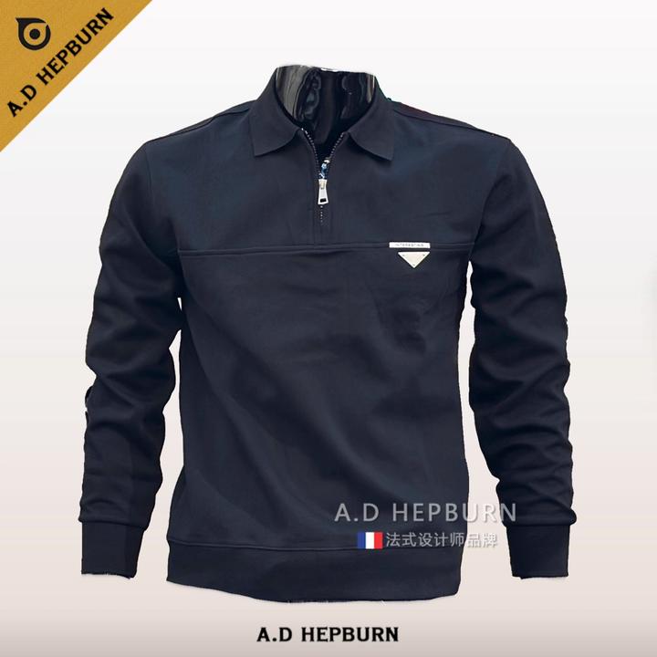 卫衣男秋冬新款长袖拉链翻领上衣时尚休闲潮牌百搭纯色小标POLO衫