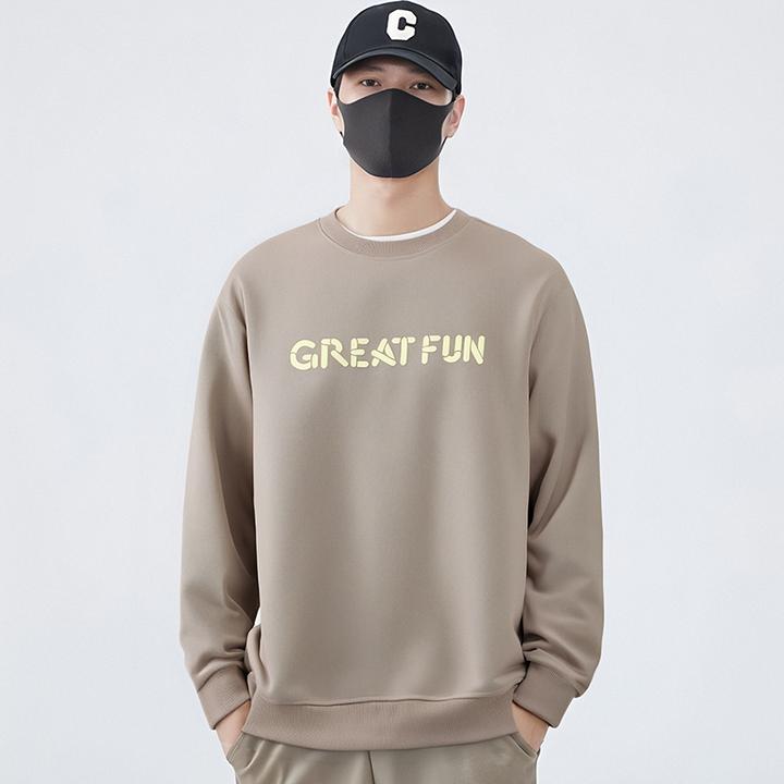 青少年无帽套头卫衣男圆领长袖T恤秋冬季打底衫t学生酷帅男装上衣