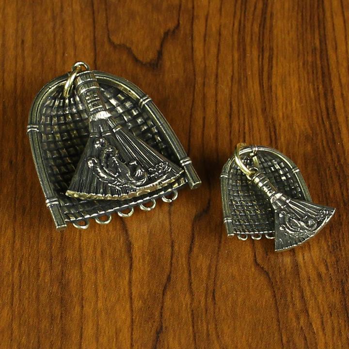 黄铜龙凤簸箕钥匙扣挂件簸箕挂件男士车钥匙挂饰纯铜铜器配件地摊