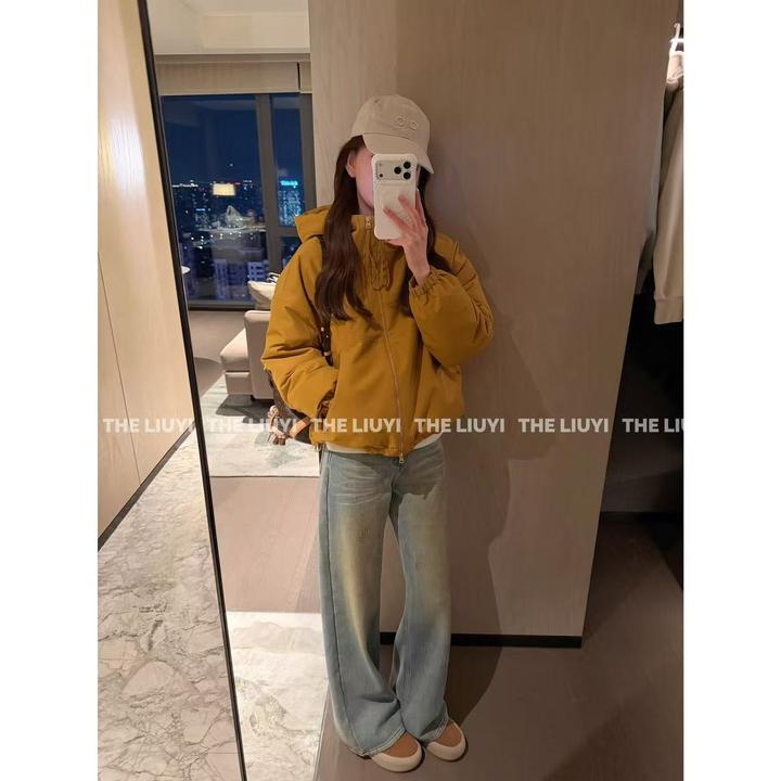 【LIUYI】冬季加厚绒做旧复古直筒牛仔裤512114