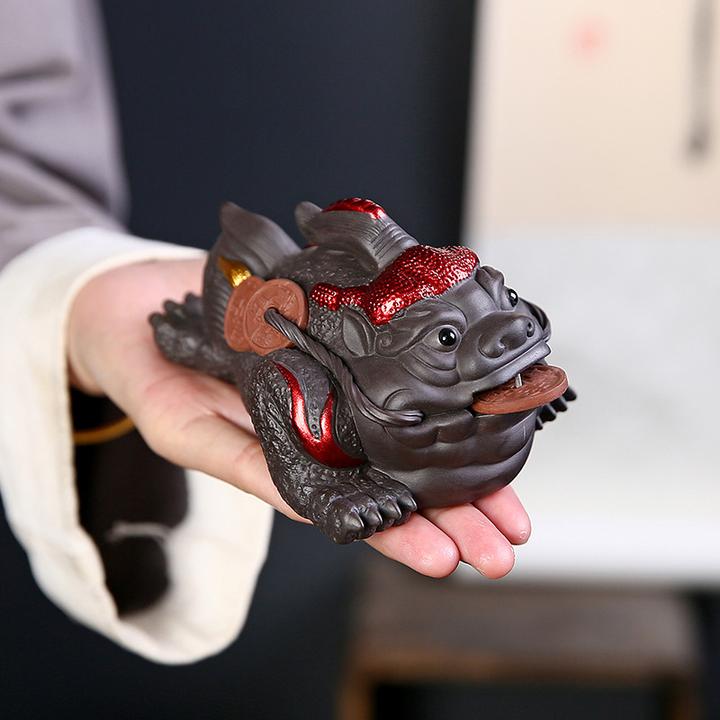 大紫陶鸿运当头金蟾茶宠摆件可养招财功夫茶具茶玩茶桌手工品摆件