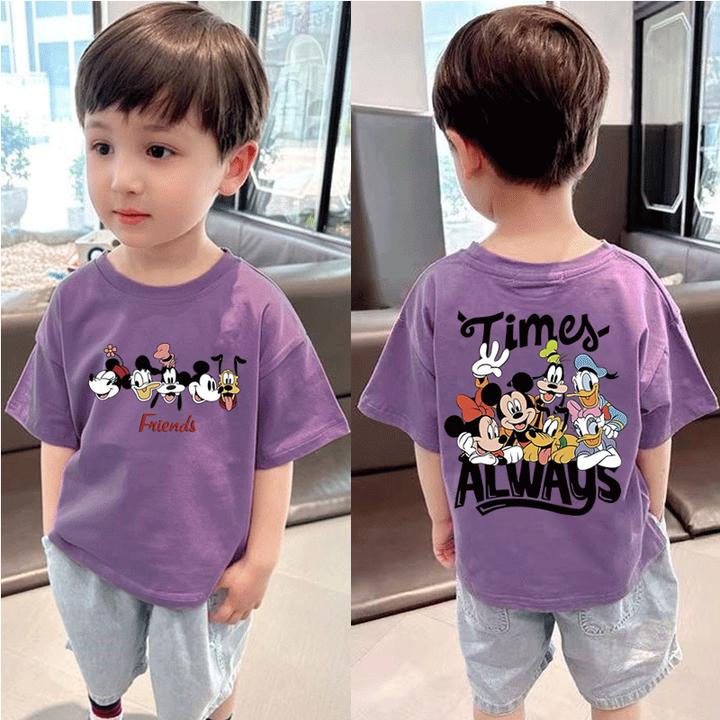 100纯棉男童女童时尚T恤新款中小童夏季打底卡通印花米奇宝宝上衣