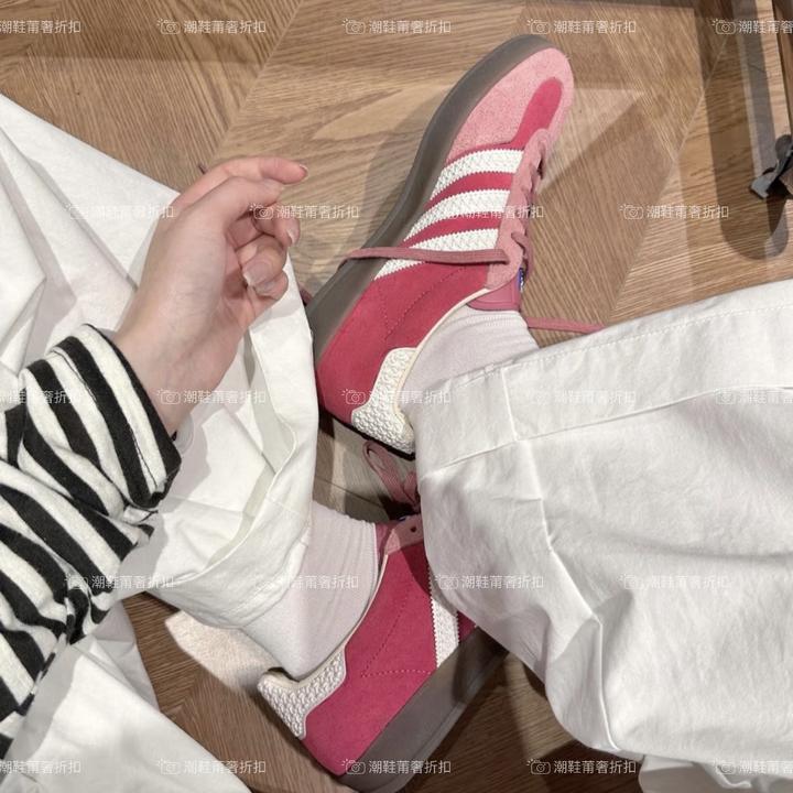 牛皮版草莓熊粉色德训鞋女内增高阿甘鞋2025春季新款运动休闲板鞋