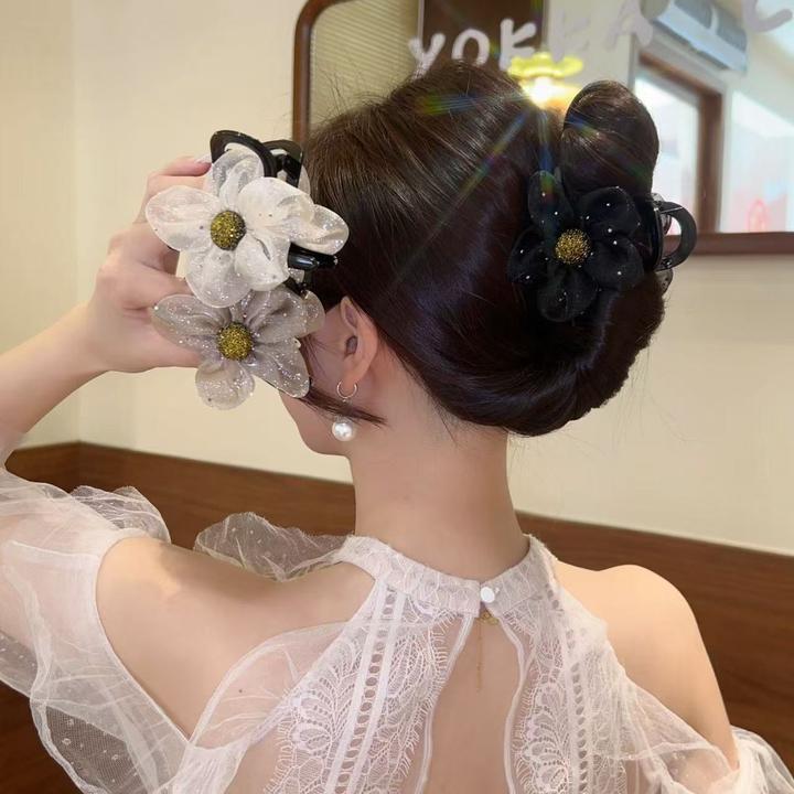 高级感花朵高马尾抓夹甜美发夹2025新款超仙网红韩版发饰发卡女