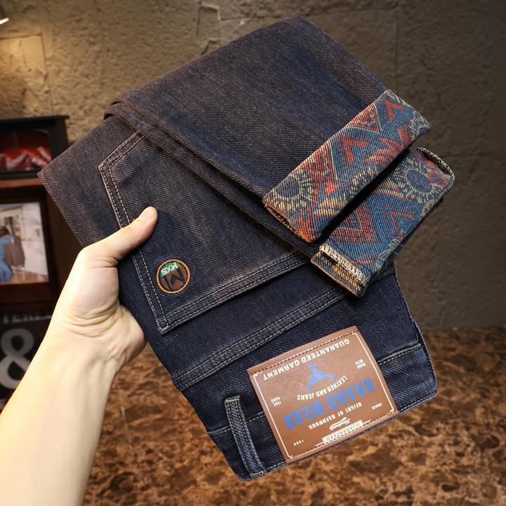 秋冬新品2025修身男士牛仔裤加绒小直筒弹力宽松新款百搭韩版潮流