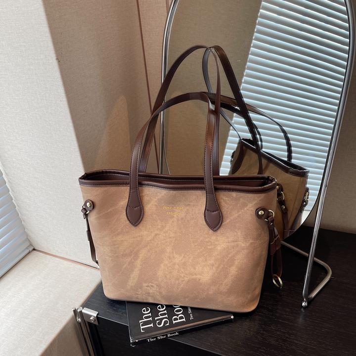 韩版简约气质大容量通勤单肩包女时尚洋气小清新慵懒风腋下托特包