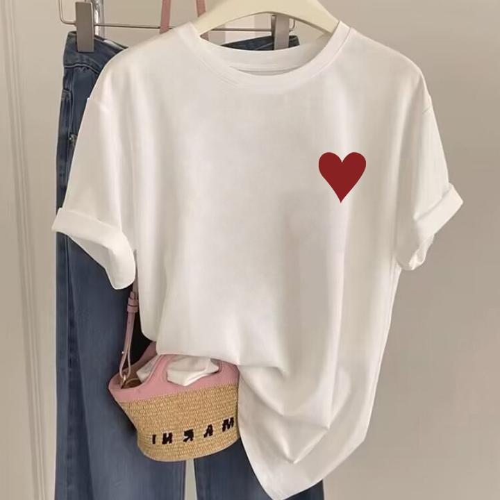 白色纯棉短袖t恤女韩系2025夏季新款爆款宽松显瘦半袖休闲上衣ins