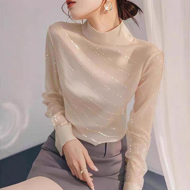 鑫欣阿玛施艾正2025秋冬新款高级感细闪雪纺女千金清冷感贵系衣服