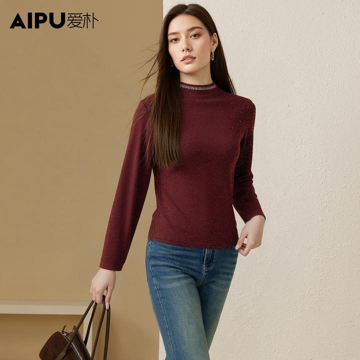 32704爱朴品牌大码女装冬新款显瘦遮肉高级感时尚亲肤舒适打底衫