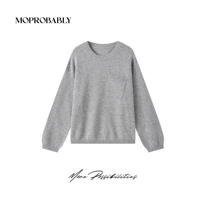 Moprobably李予诺「超模」慵懒风“绵羊毛+山羊绒”套头毛衫L4476532