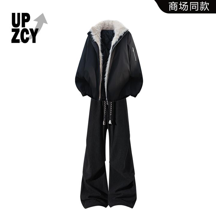 UPZCY美式复古加厚保暖棉服冬季男装时尚宽松百搭休闲阔腿裤男士
